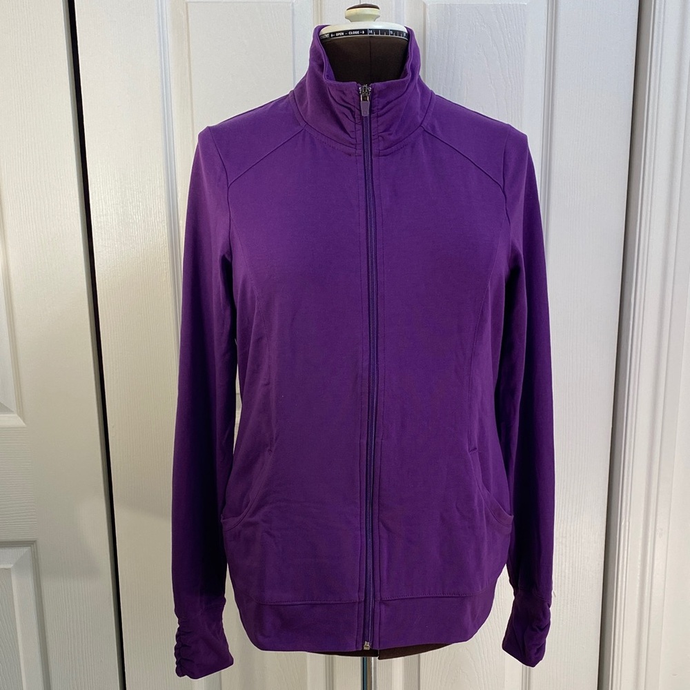 2 for $25 - Hyba Athletic Full Zip-up Purple Bomber Jacket with Mock Neckline, L